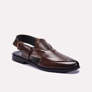 Brown Glossy Peshawari Sandals 0140822