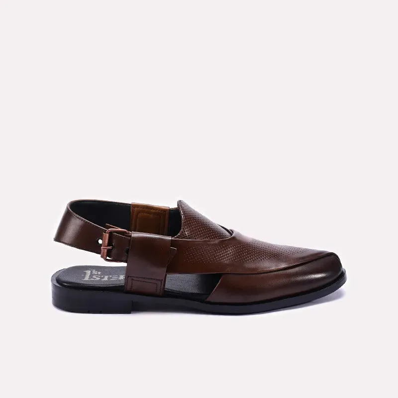 Brown Glossy Peshawari Sandals 0140822