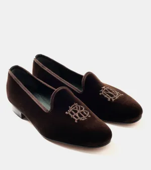 Bryceland's x Bowhill & Elliott Velvet Slippers Brown