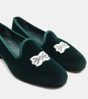 Bryceland's x Bowhill & Elliott Velvet Slippers Green
