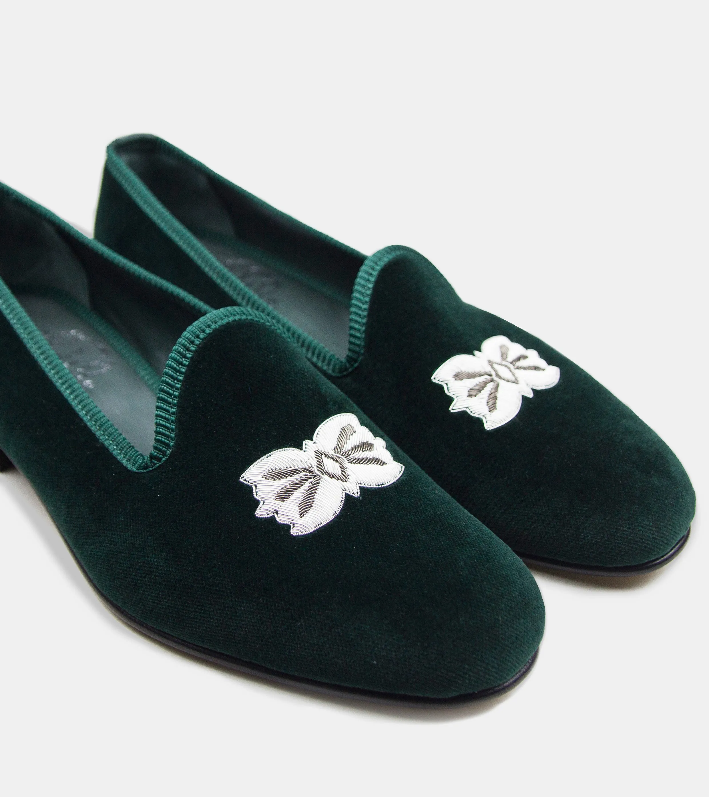 Bryceland's x Bowhill & Elliott Velvet Slippers Green