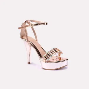 Calista Peach Glossy Bridal Sandals 0420874
