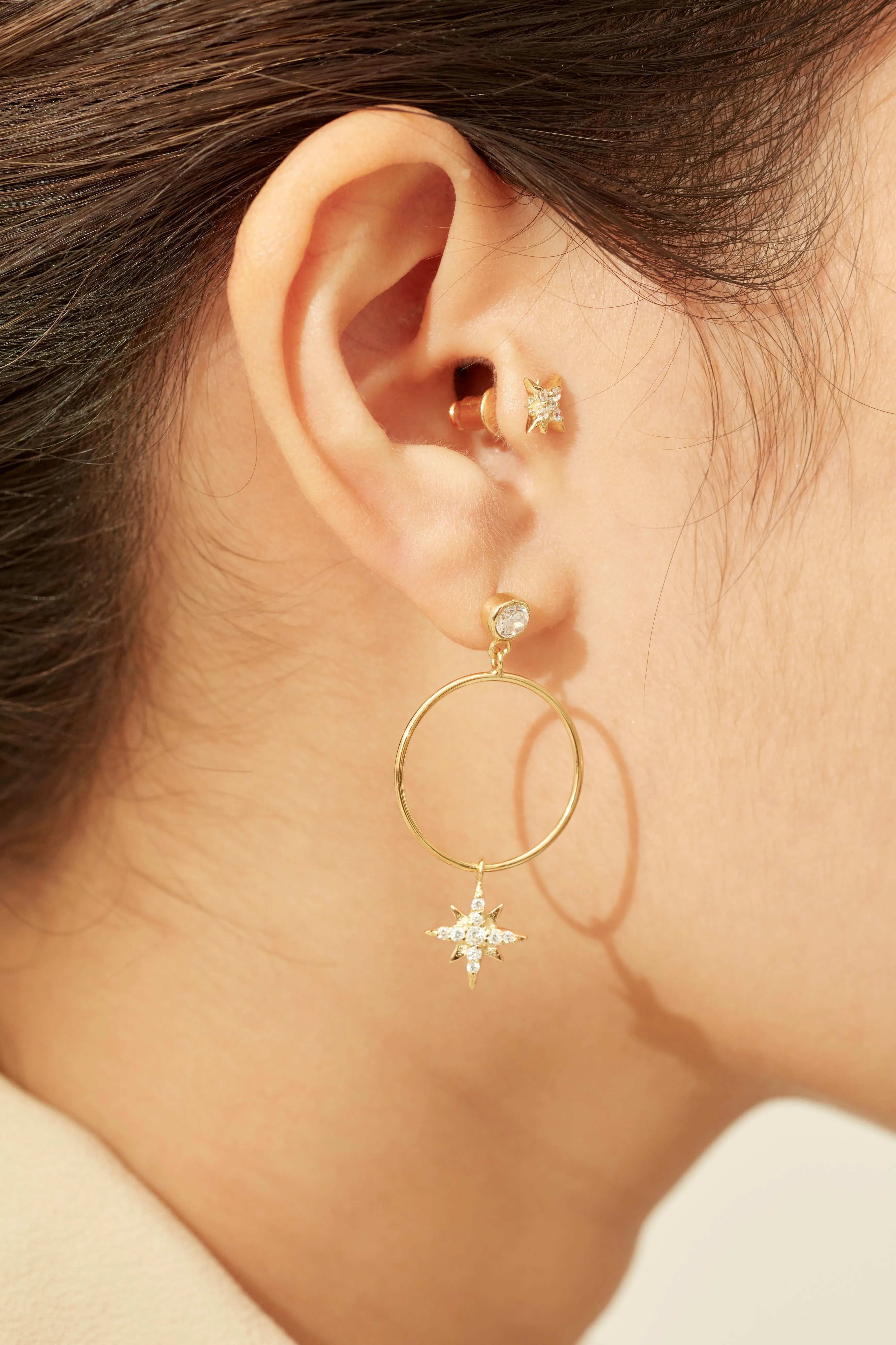 Celestial Stud Earrings - Whitegold