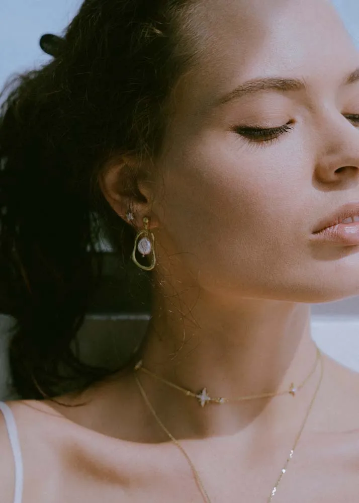 Celestial Stud Earrings - Whitegold