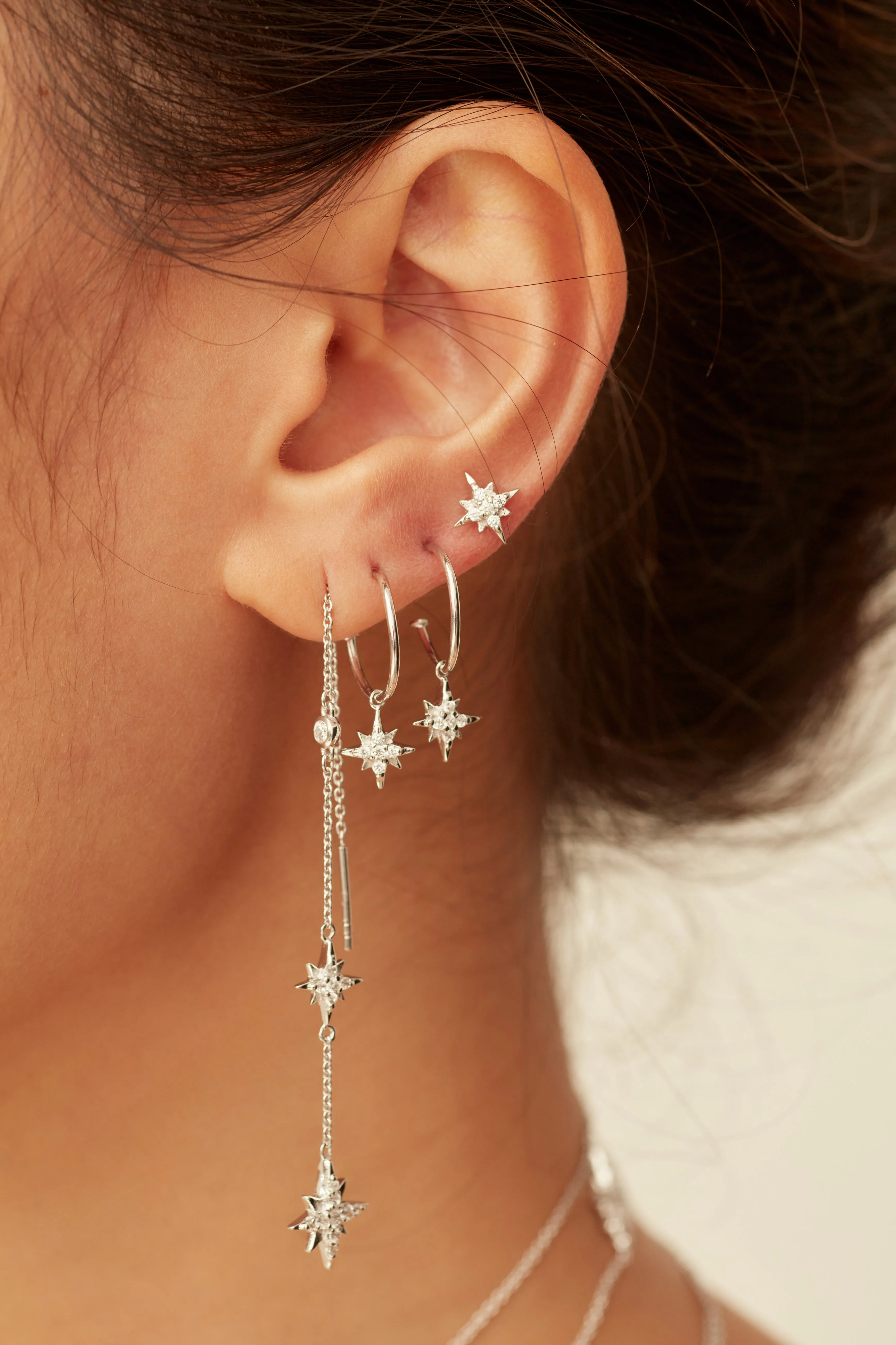 Celestial Stud Earrings - Whitegold