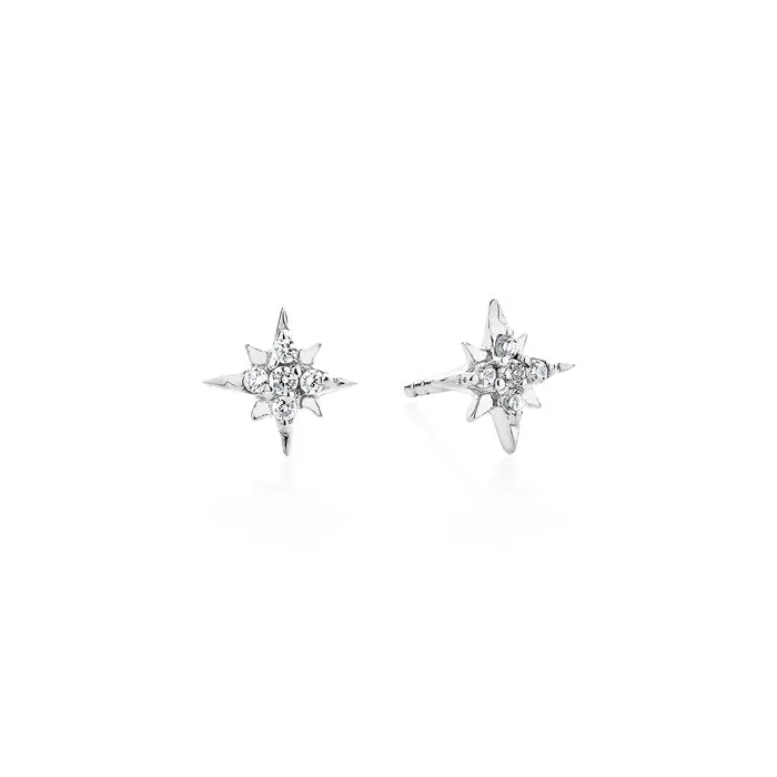 Celestial Stud Earrings - Whitegold