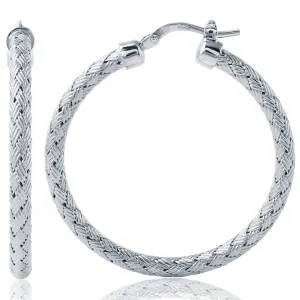 Charles Garnier 35mm Sterling Silver Milan Mesh Hoop Earrings