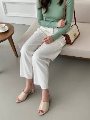 Chere Glossy Patent Block Heel Mules – Nude Beige