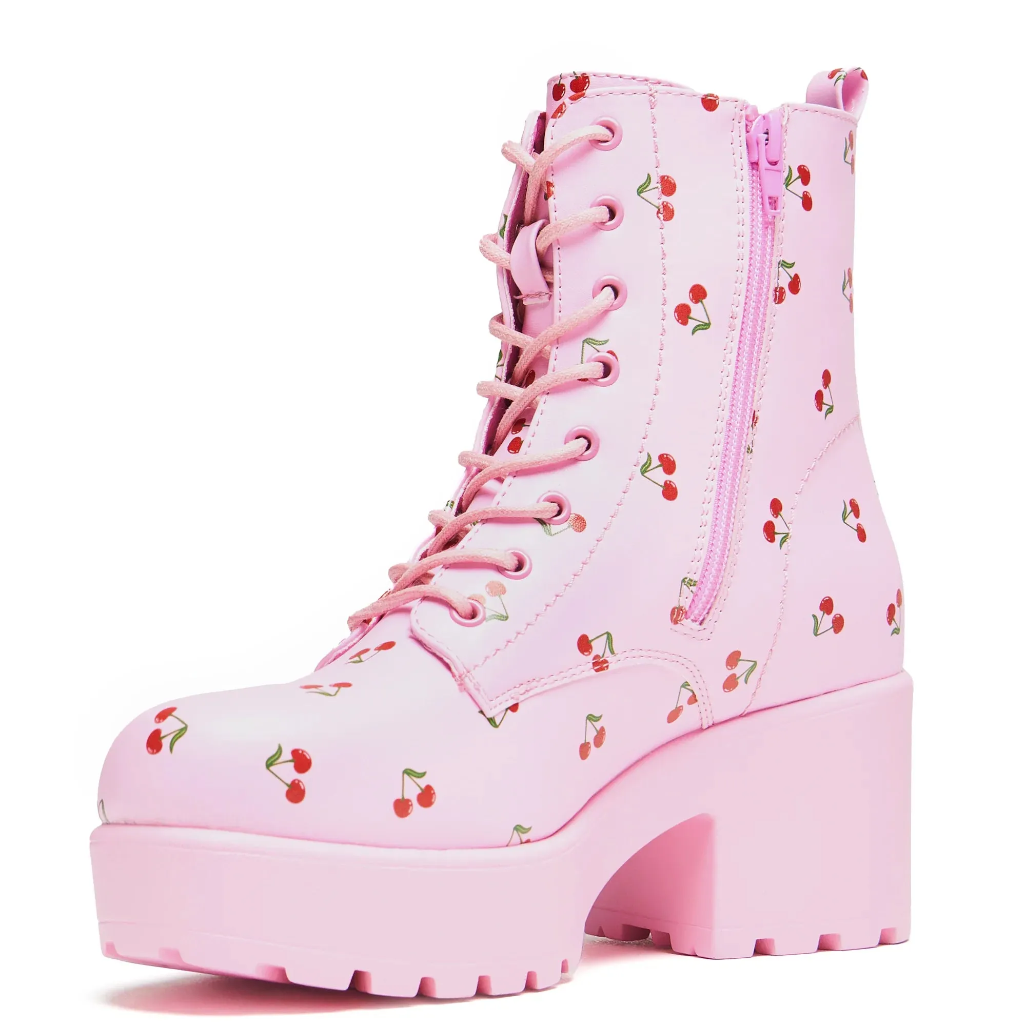 Cherry Passion Platform Boots - Baby Pink