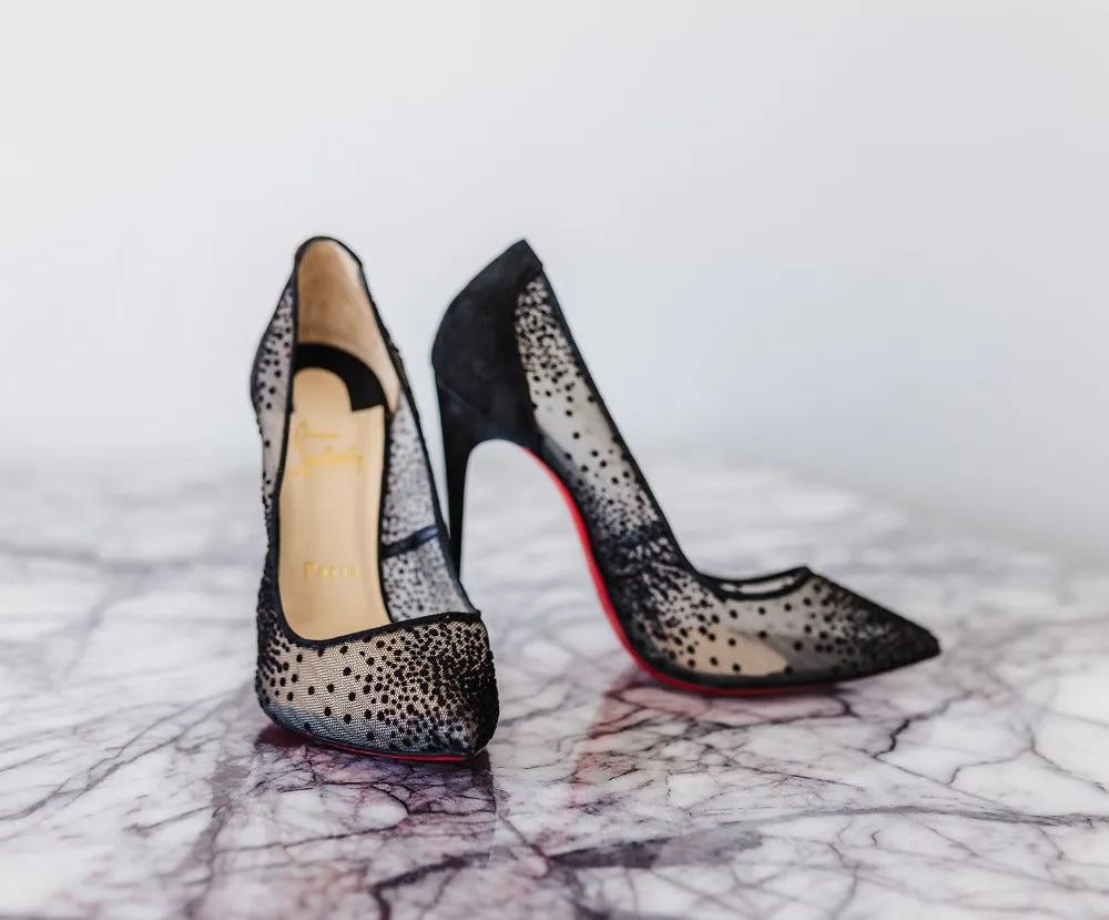 Christian Louboutin Follies Lace 100 Plumeti Pumps