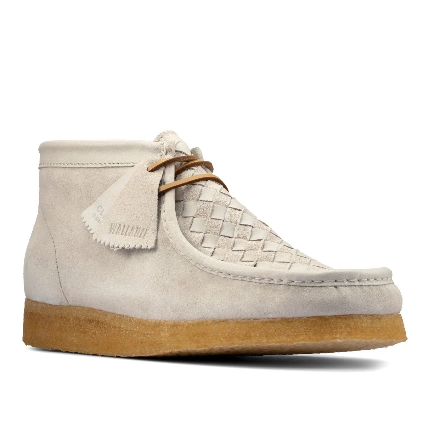 Clarks Mens Wallabee Boots White Woven