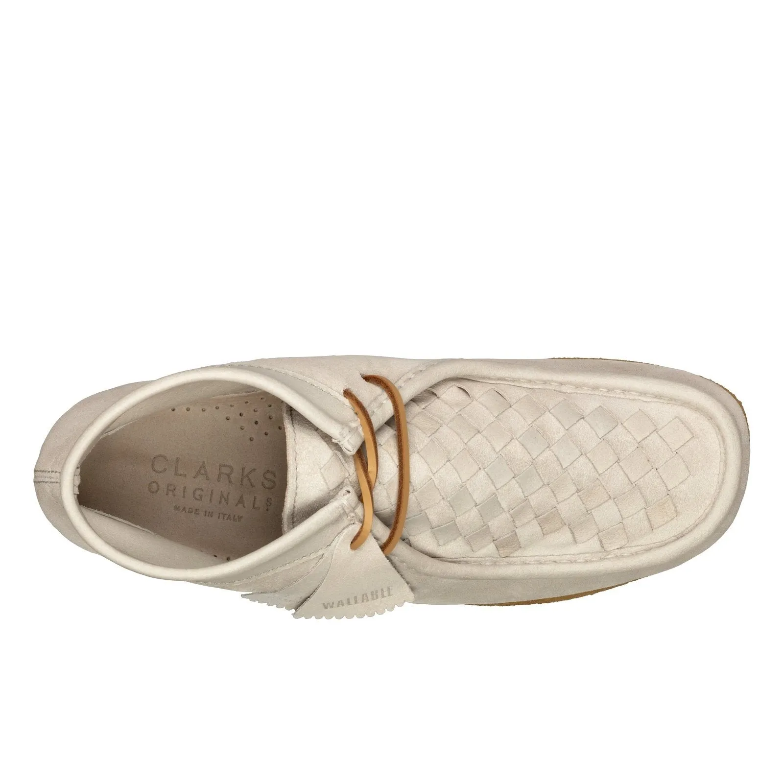 Clarks Mens Wallabee Boots White Woven