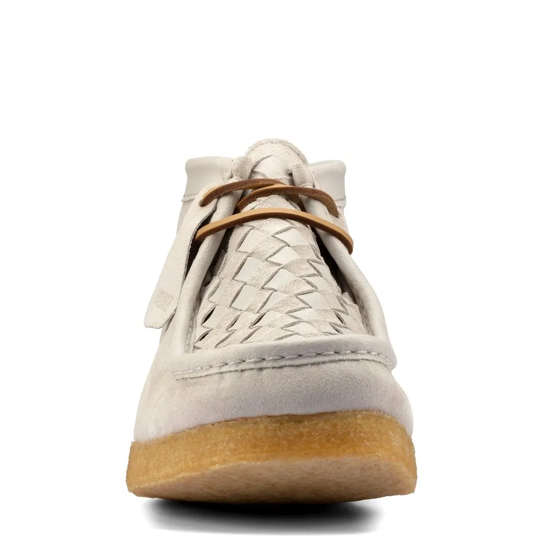 Clarks Mens Wallabee Boots White Woven