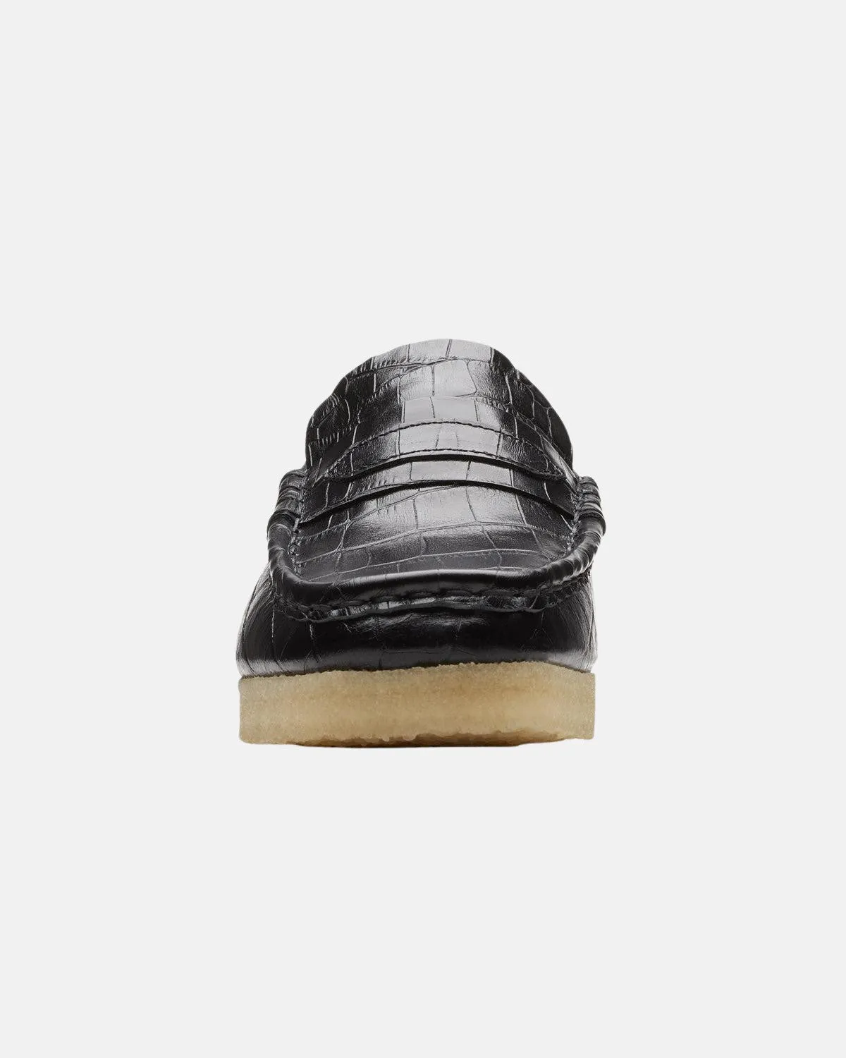 CLARKS ORIGINALS WOMENS WALLABEE LOAFER BLACK CROC