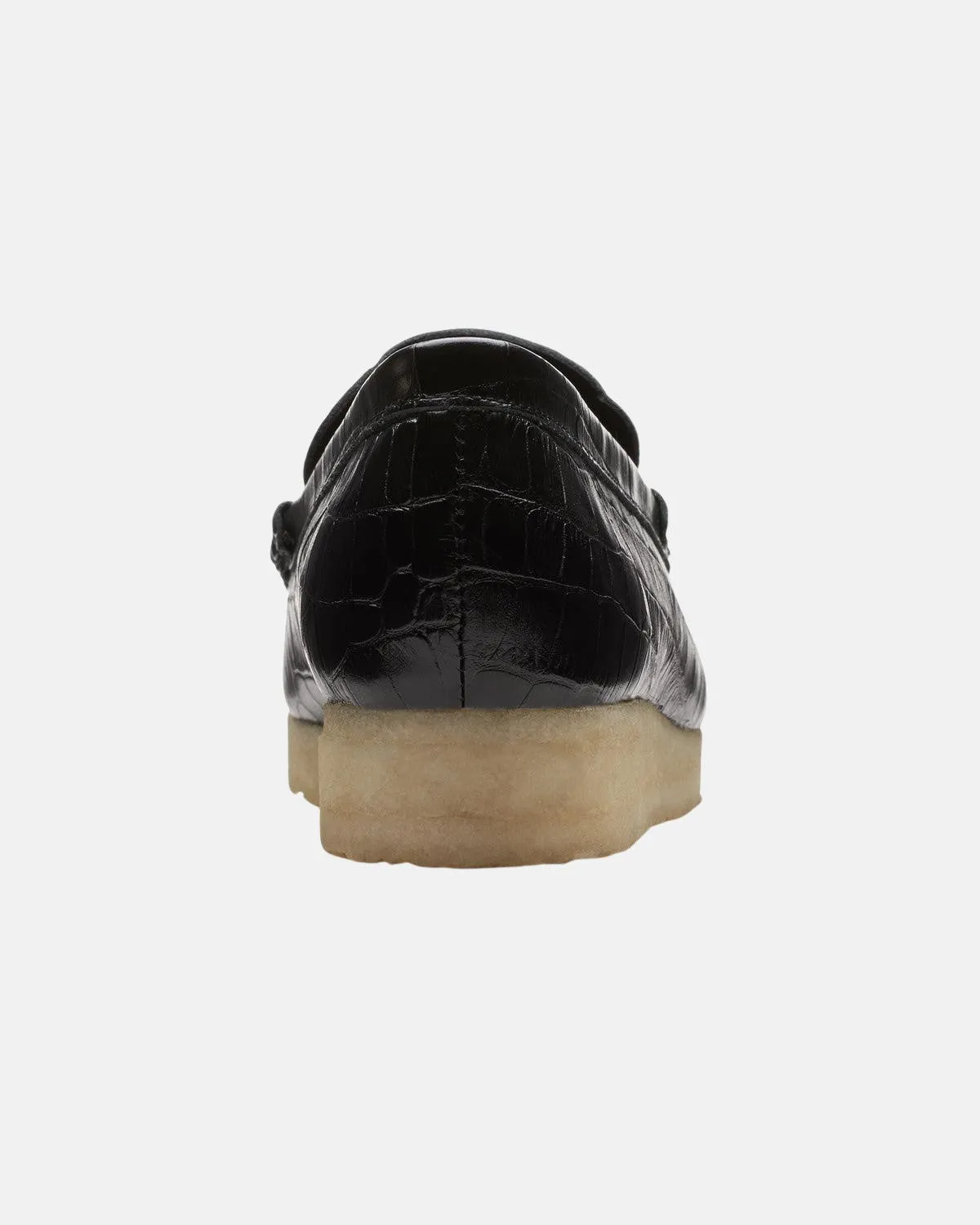 CLARKS ORIGINALS WOMENS WALLABEE LOAFER BLACK CROC