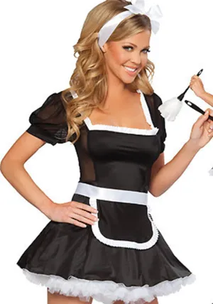 Classic French Maid Costume with Flirty Lace Details