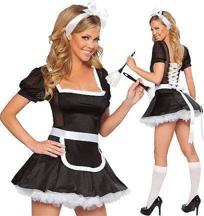 Classic French Maid Costume with Flirty Lace Details