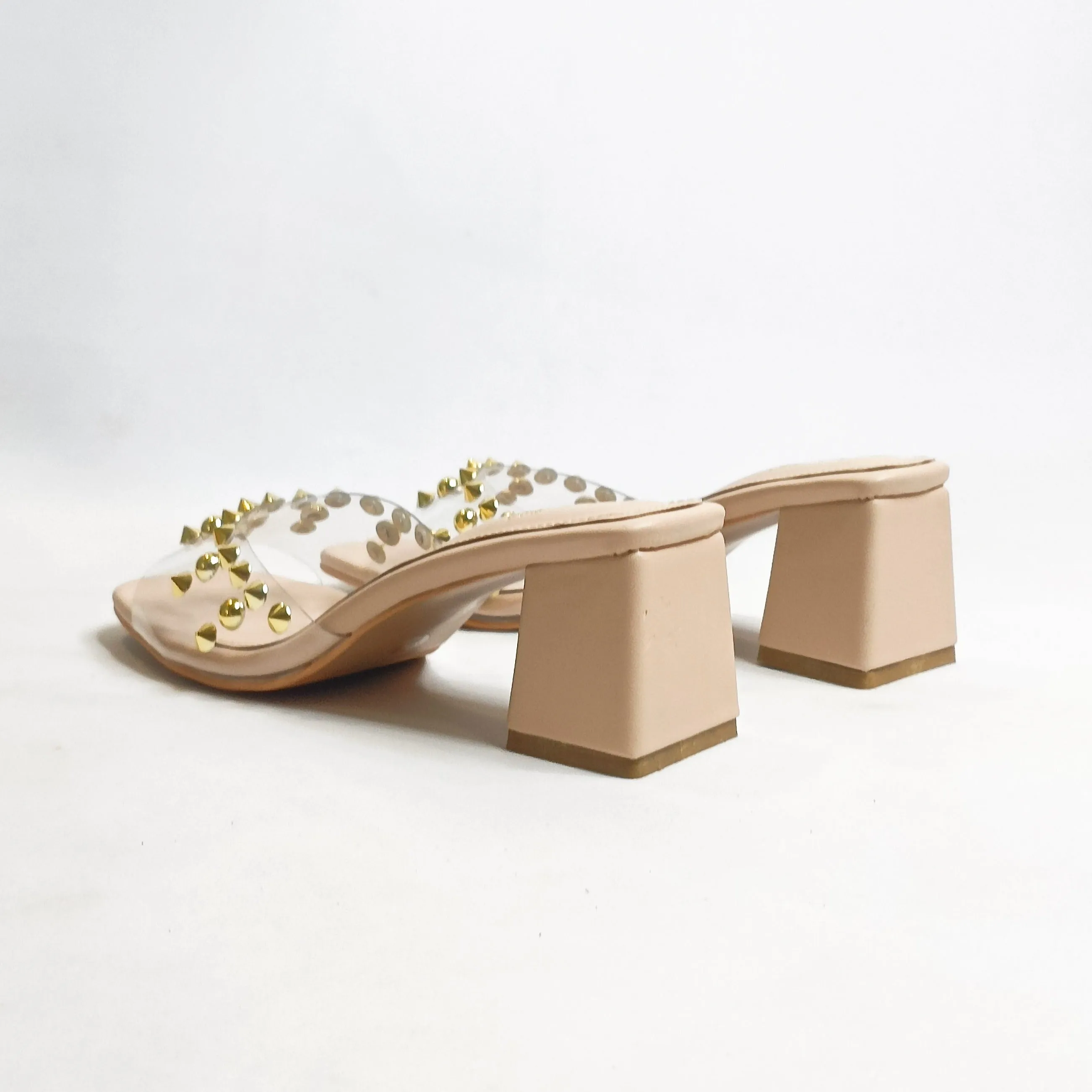 Clear Studded Block Heels
