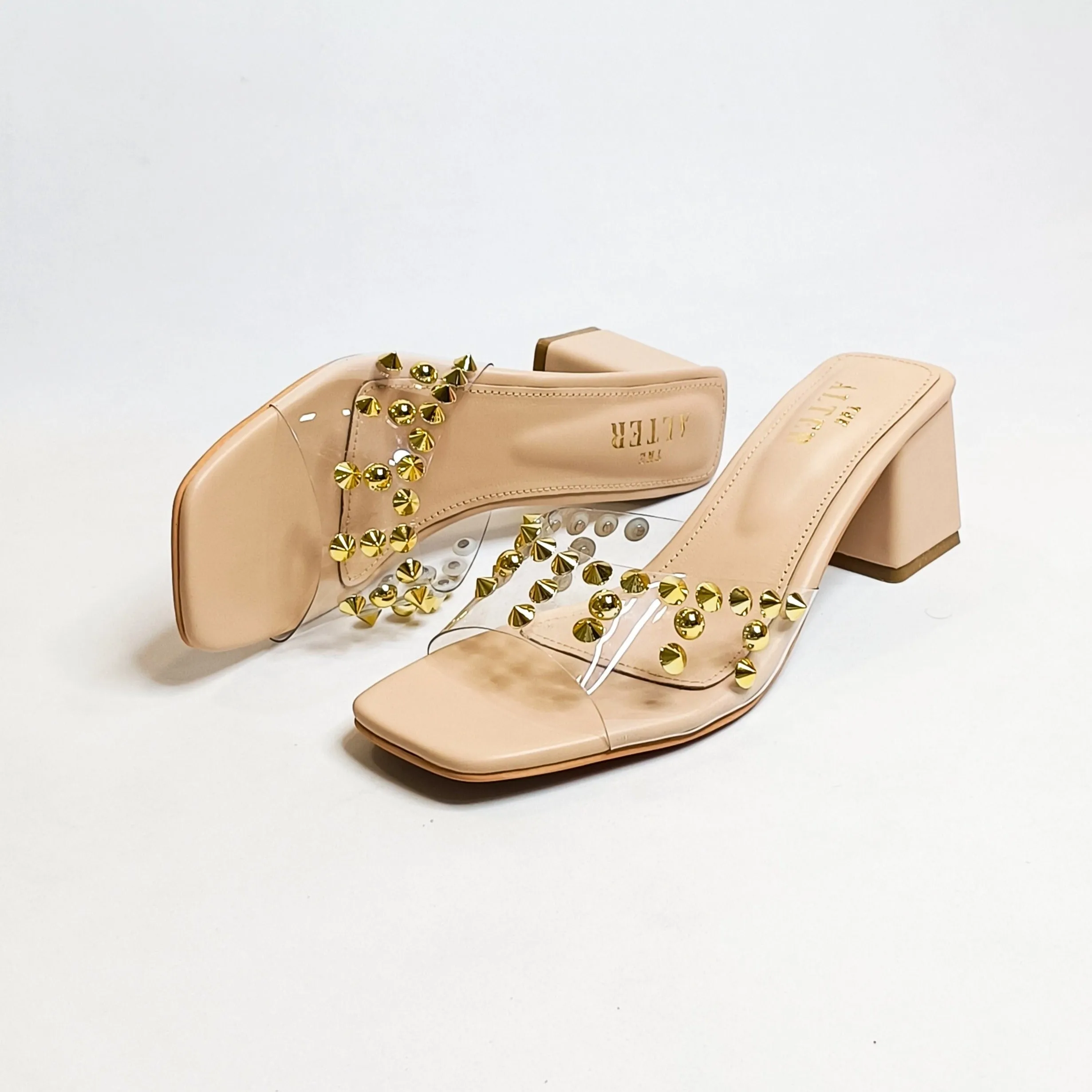 Clear Studded Block Heels