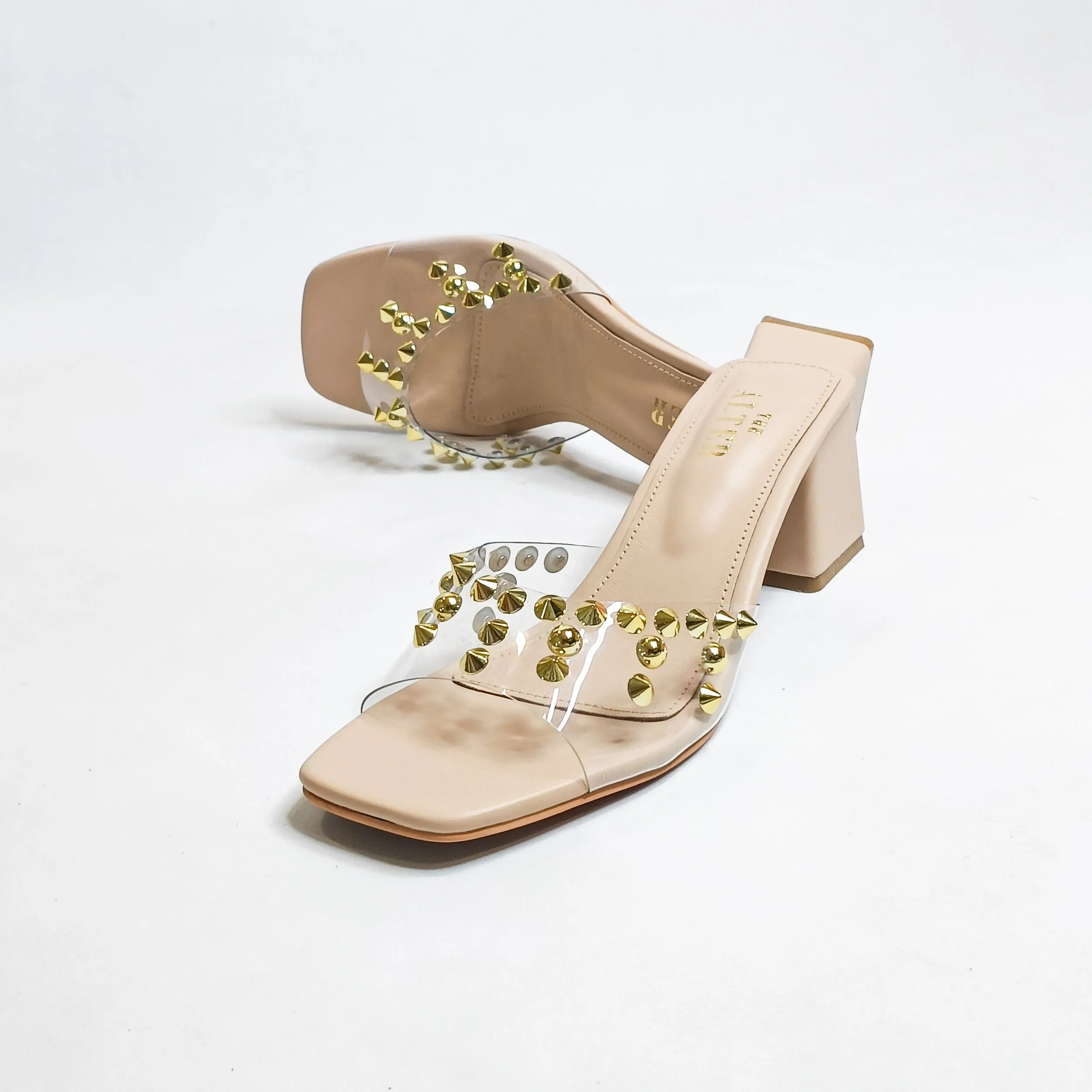 Clear Studded Block Heels