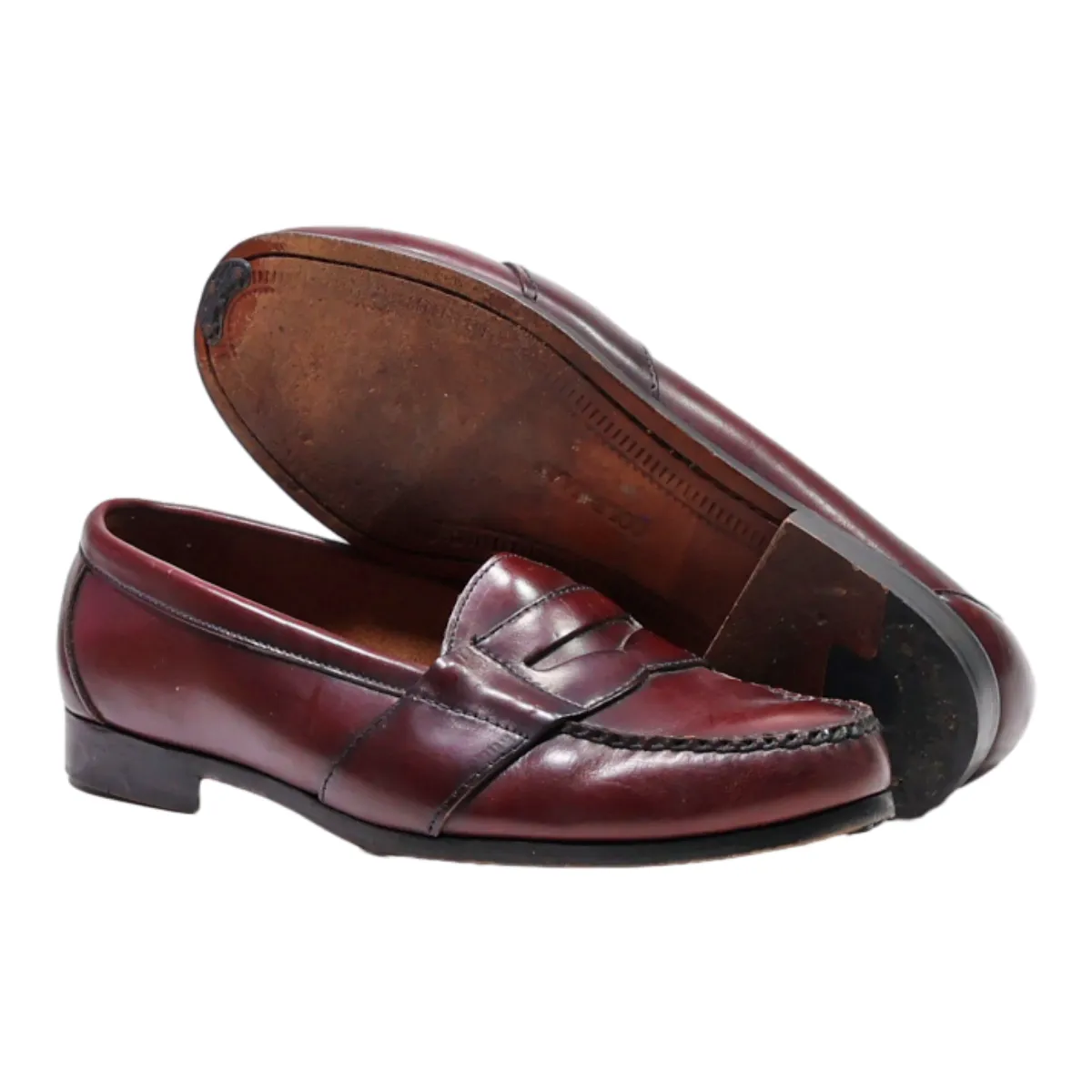 COLE HAAN Loafer Shoes Maroon Leather Mens UK 6.5