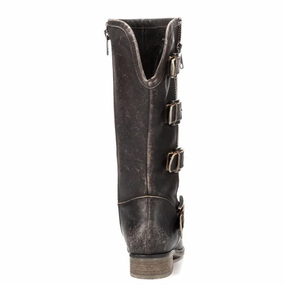Corral Distressed Black Straps and Zipper Boot
