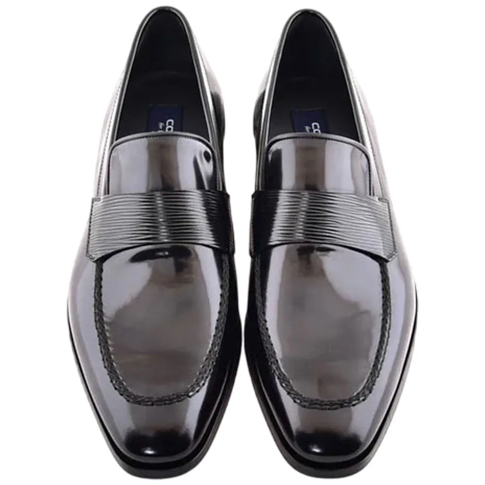 Corrente Men’s Luxe Leather Black Capt Toe Loafer