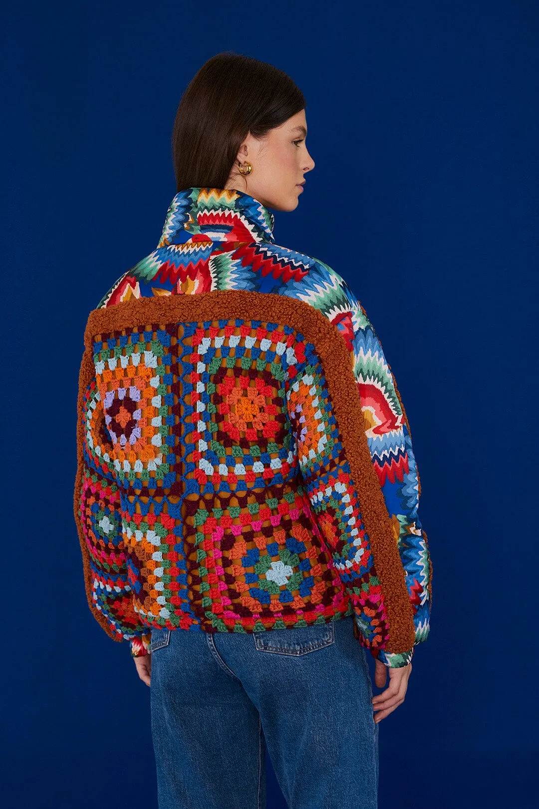 Crochet Colorful Forest Reversible Puffer Jacket