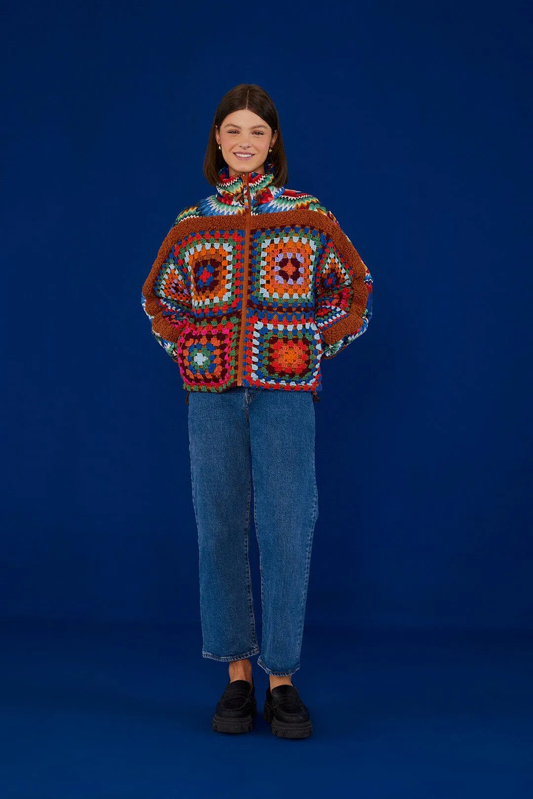 Crochet Colorful Forest Reversible Puffer Jacket