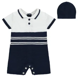 Dean Navy Knit Romper & Hat
