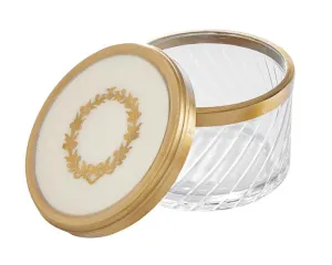 Decorative small gold wreath glass lidded jar