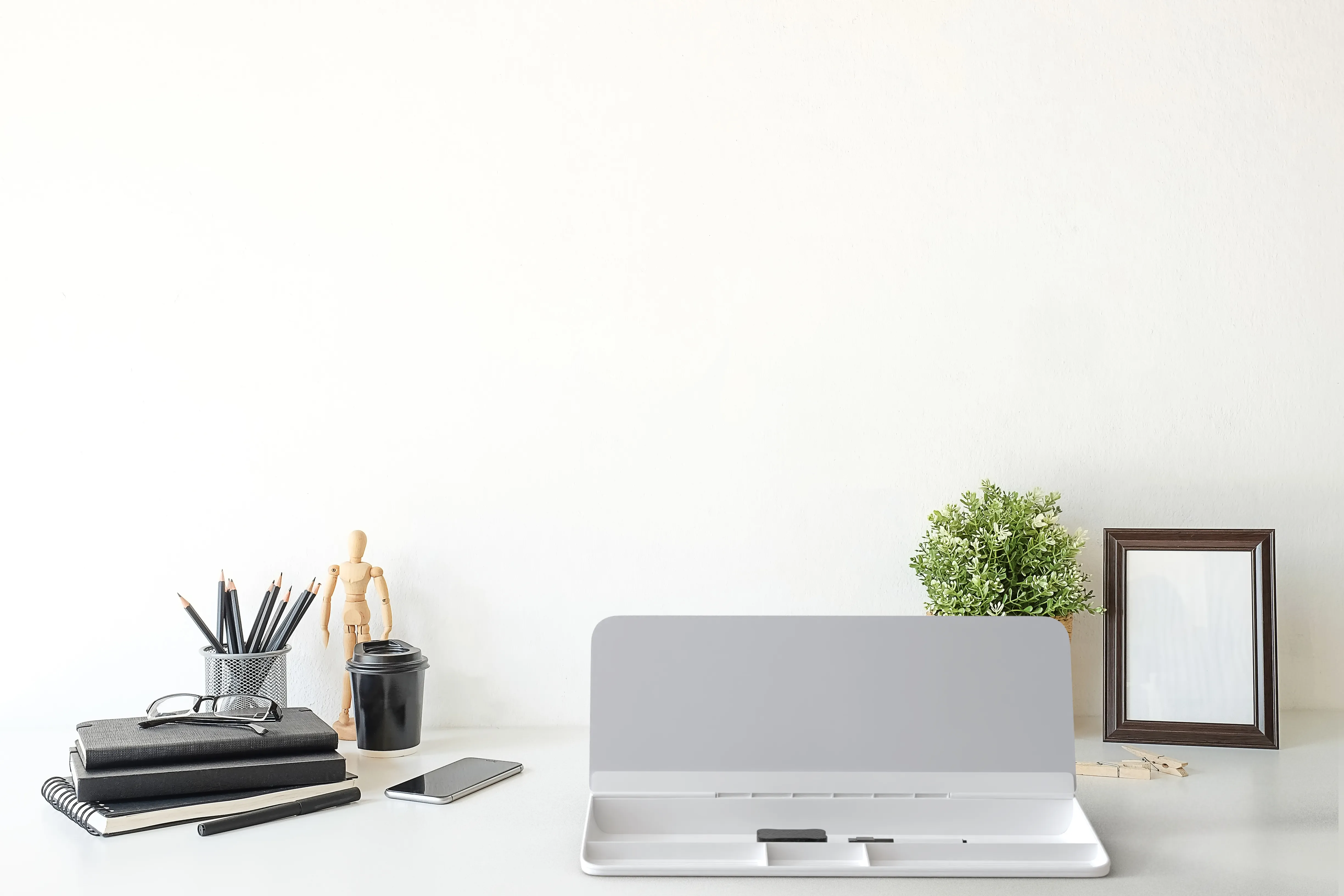 Desktop Glass Whiteboard Storage | Dry Erase Computer Pad | White Board Keyboard Drawer Platform