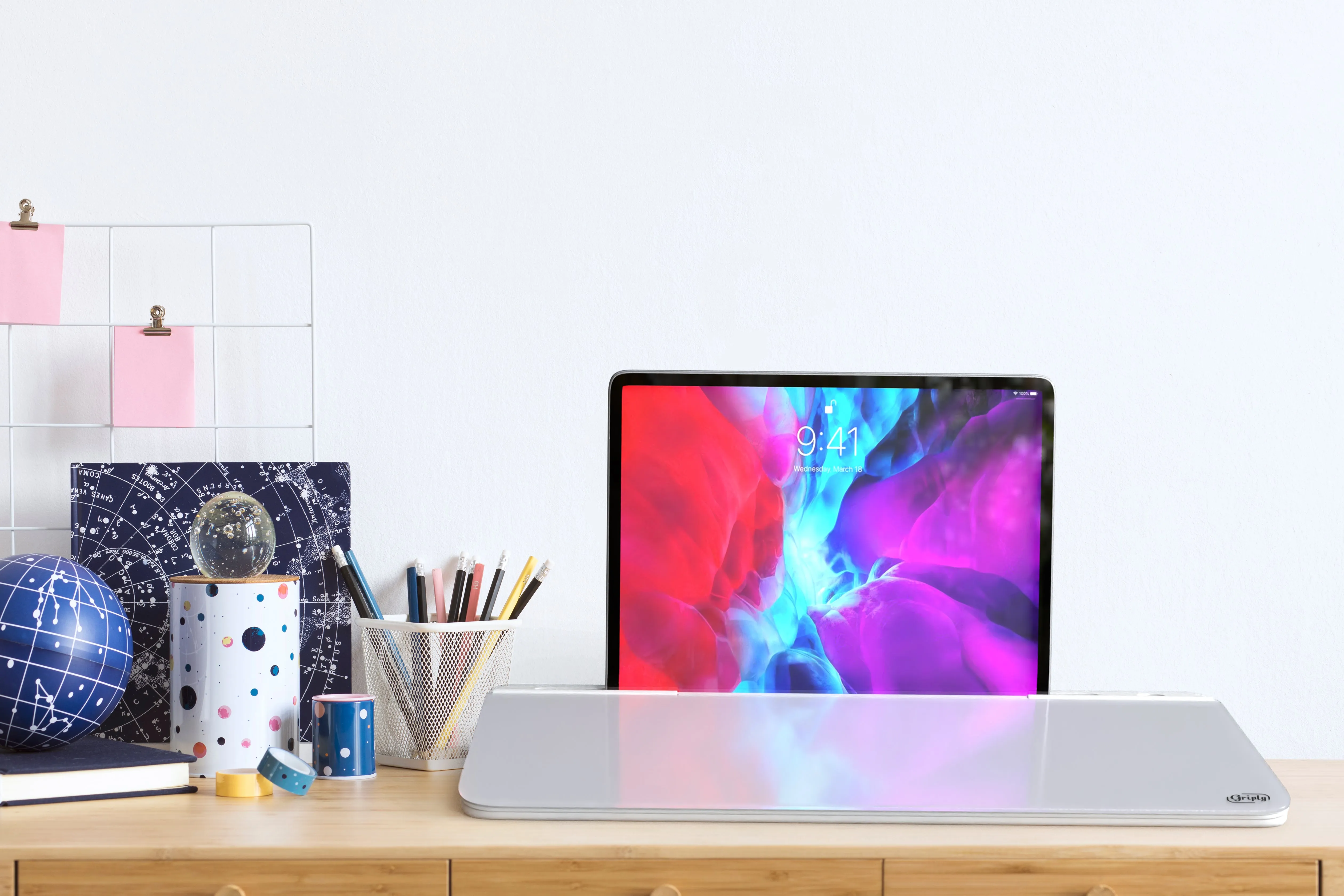 Desktop Glass Whiteboard Storage | Dry Erase Computer Pad | White Board Keyboard Drawer Platform