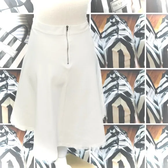 DEVLIN | M | High Low Skater High Waisted A-line Flare Flounce Zipper Skirt NWOT