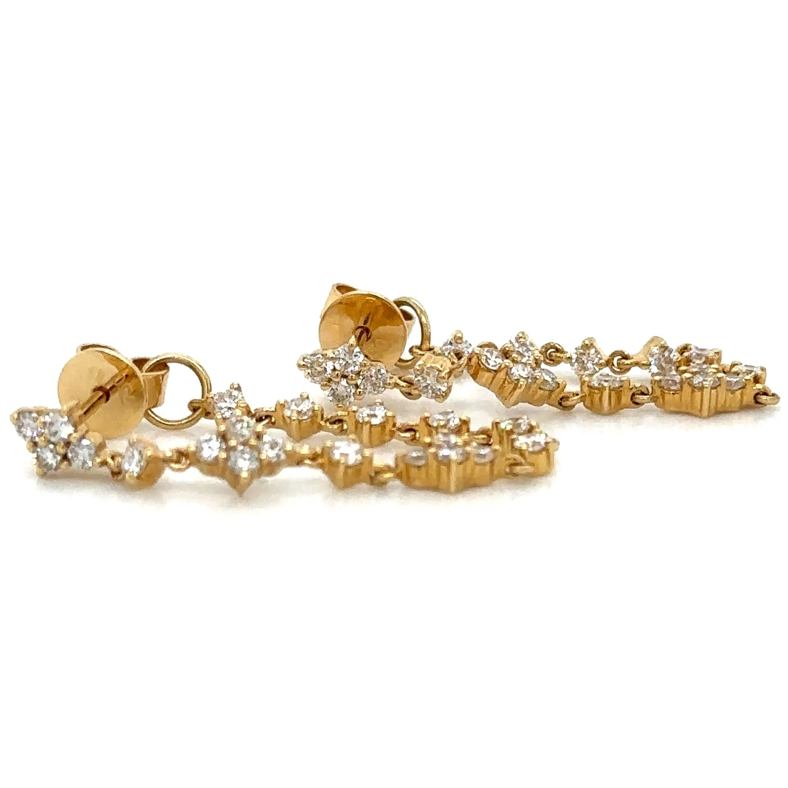 Diamond Chain Front to Back Stud Dangling Drop Fancy Earrings