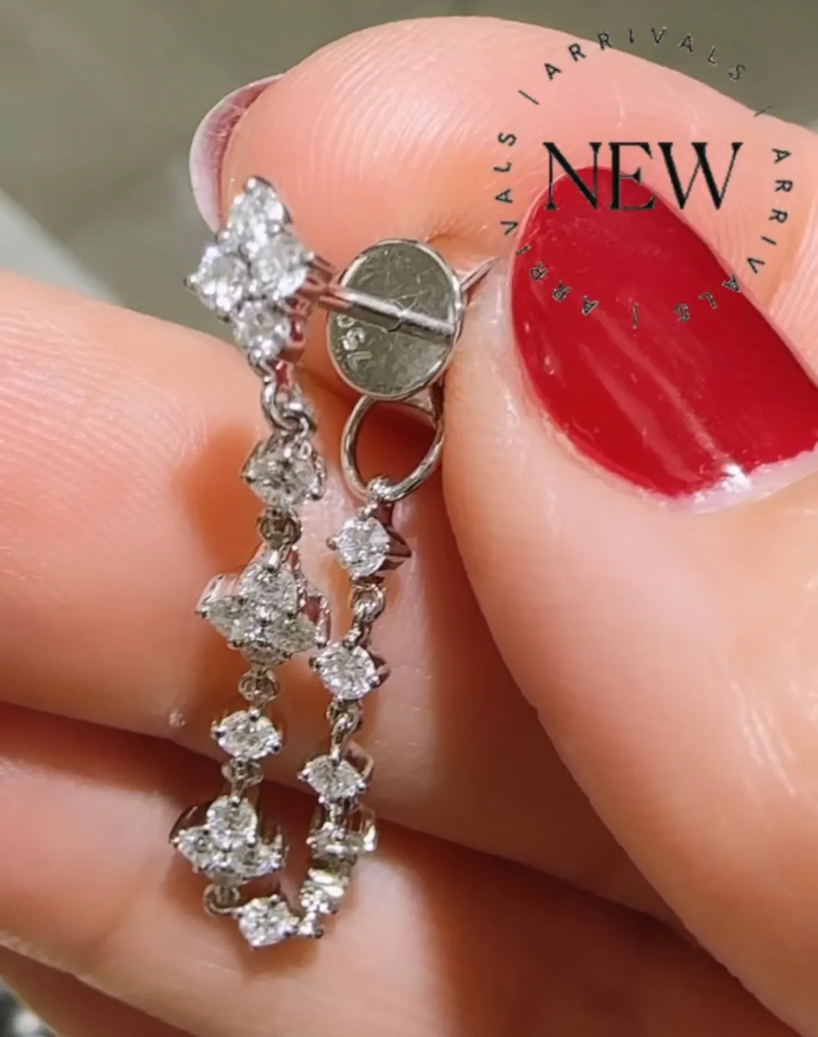 Diamond Chain Front to Back Stud Dangling Drop Fancy Earrings