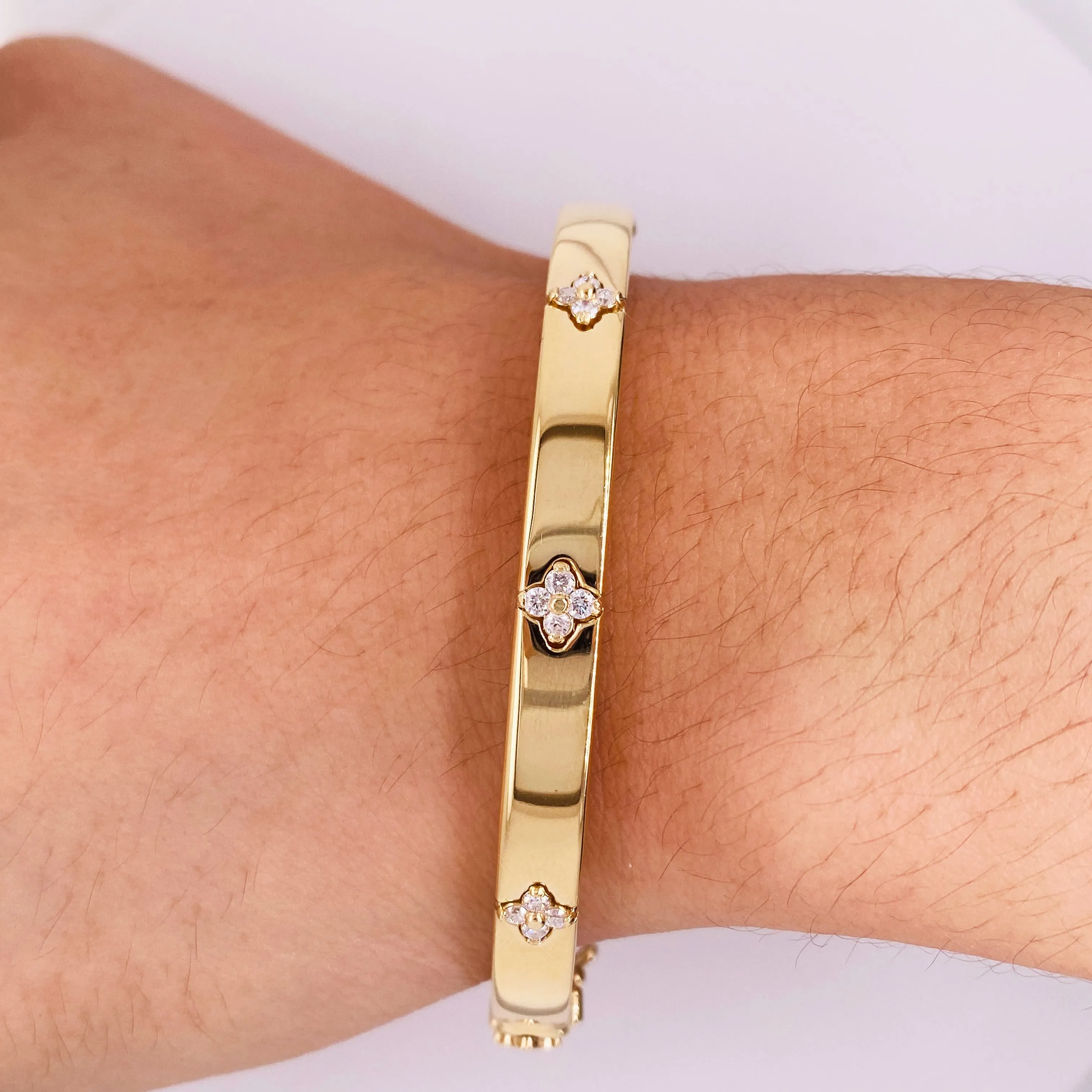 Diamond Clover Bangle Bracelet