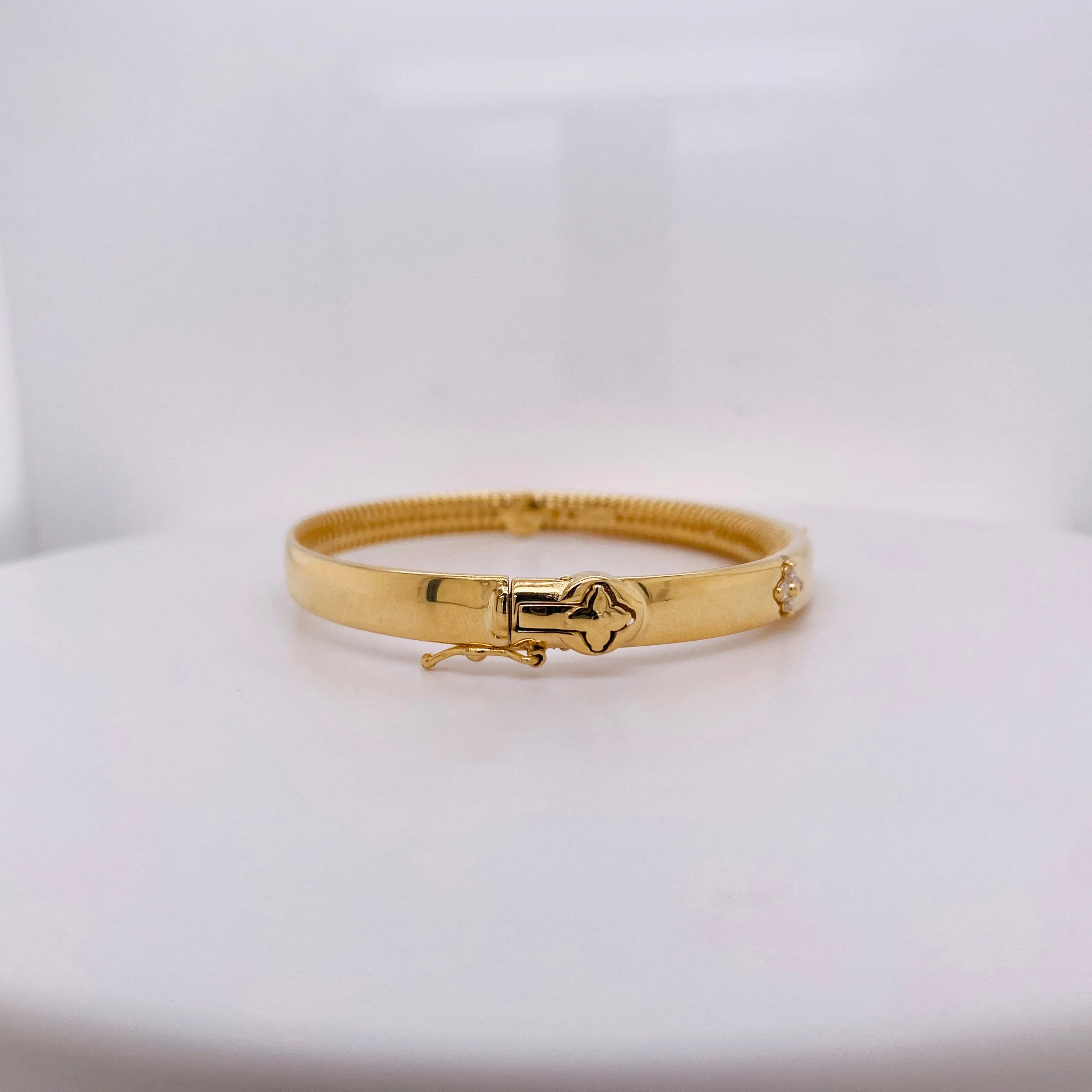 Diamond Clover Bangle Bracelet