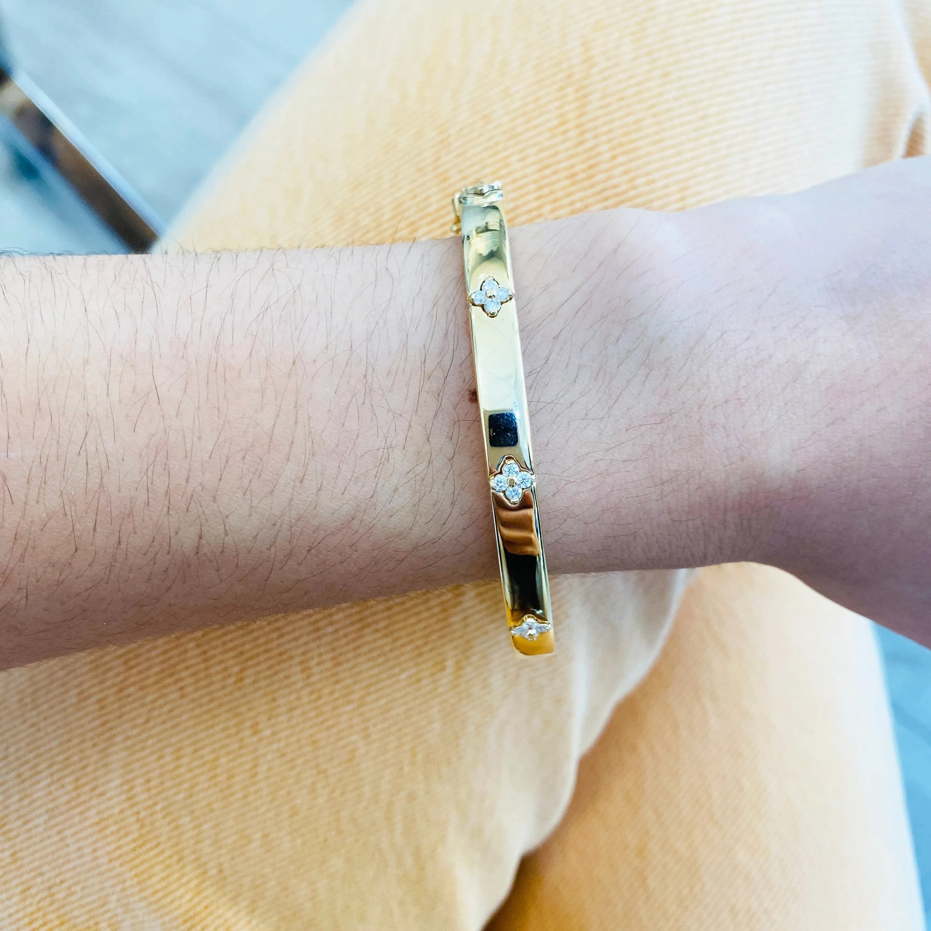 Diamond Clover Bangle Bracelet