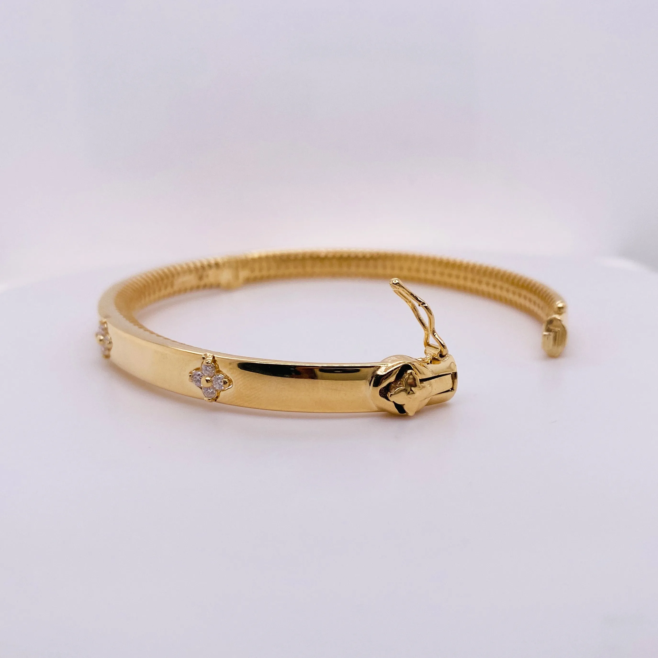Diamond Clover Bangle Bracelet