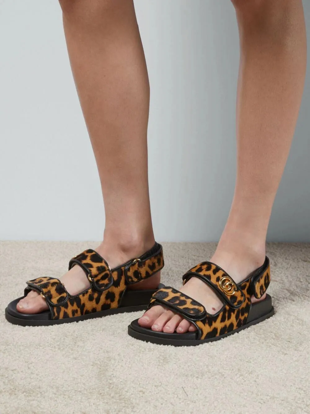 Double G Leopard Print Sandal