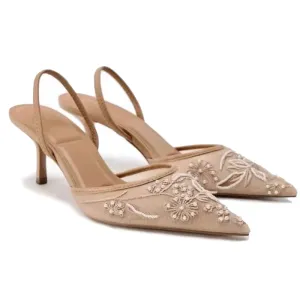 Elegant high heel slip-on pointed toe sandals 7cm