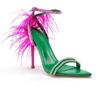 Ella Feathered Ankle Strap Heels