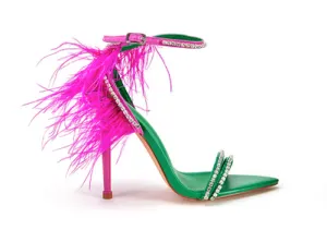 Ella Feathered Ankle Strap Heels