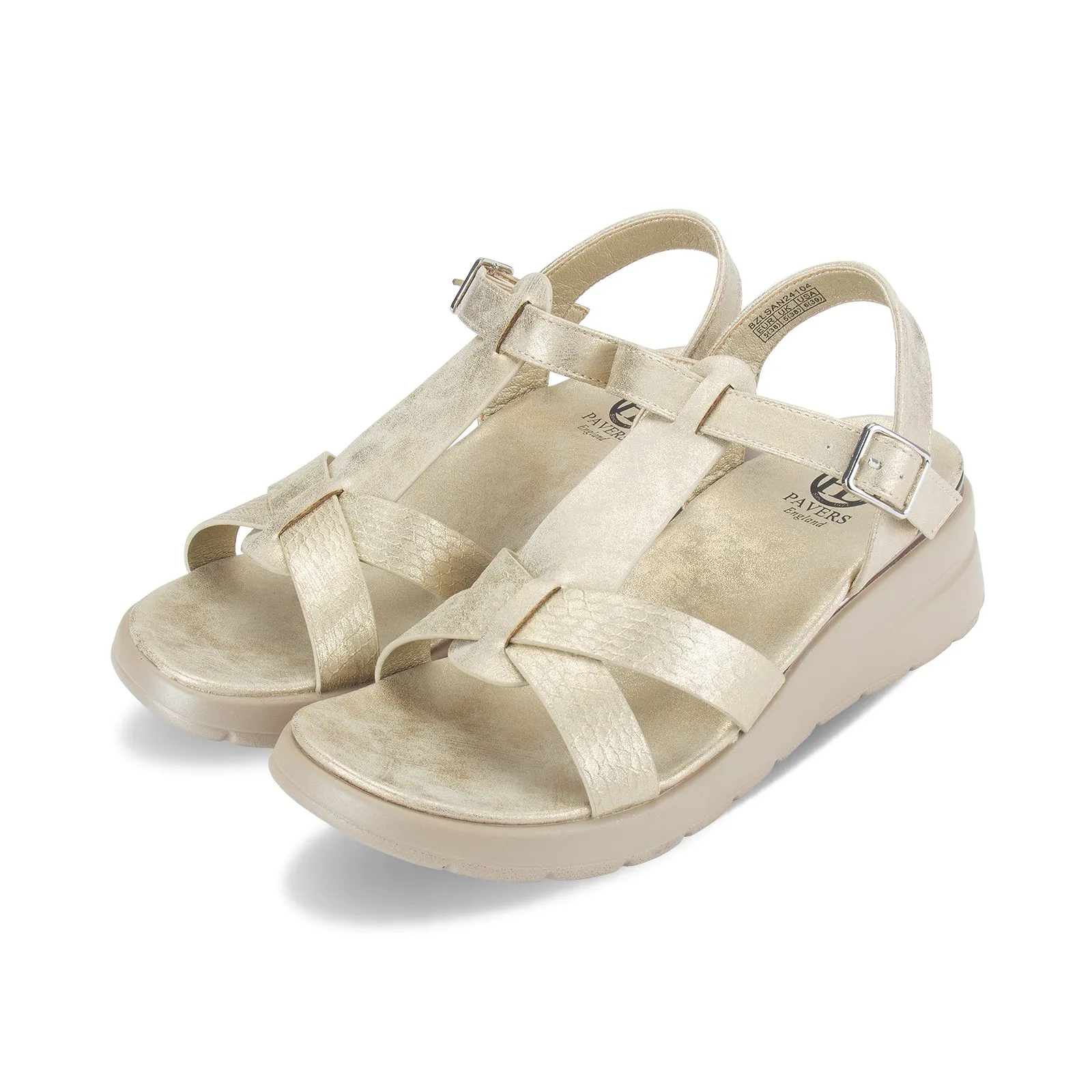 Fawn women's shiny cross strap platform sandal
