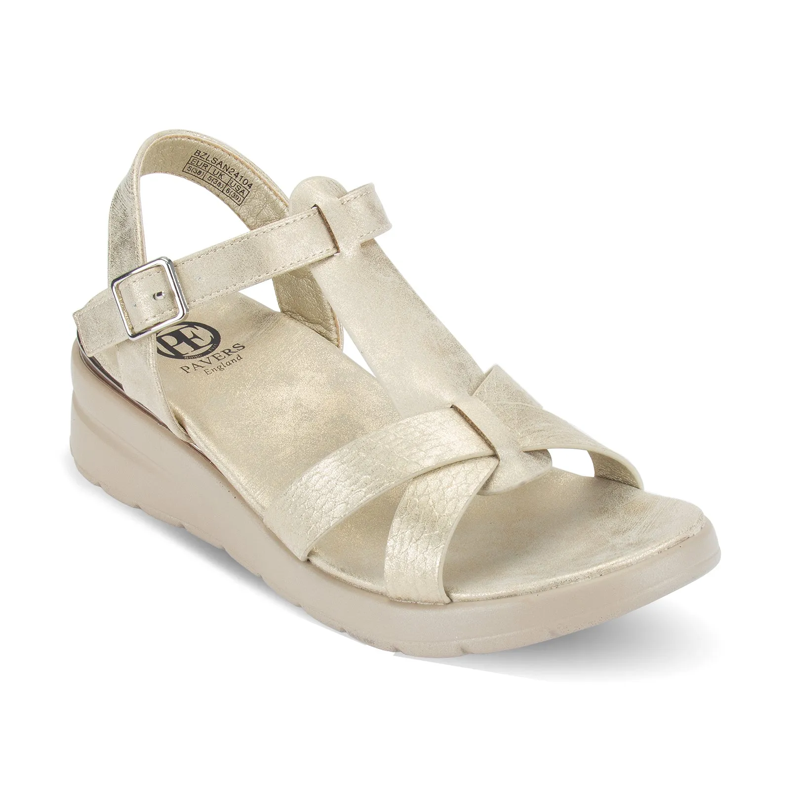 Fawn women's shiny cross strap platform sandal