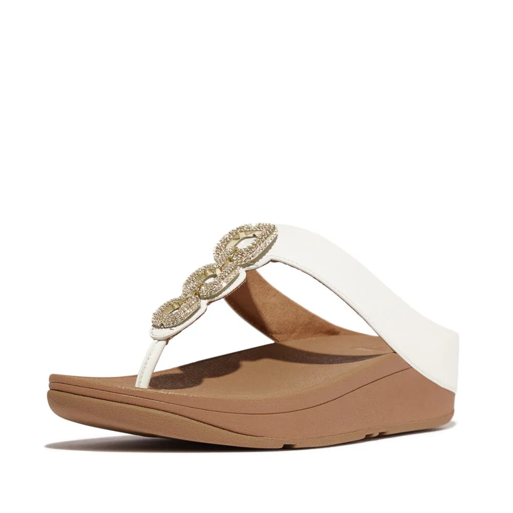 FINO CRYSTAL-CHAIN Womens Toe Post Sandals Urban White