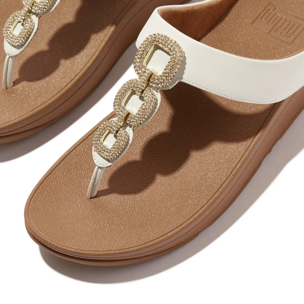 FINO CRYSTAL-CHAIN Womens Toe Post Sandals Urban White