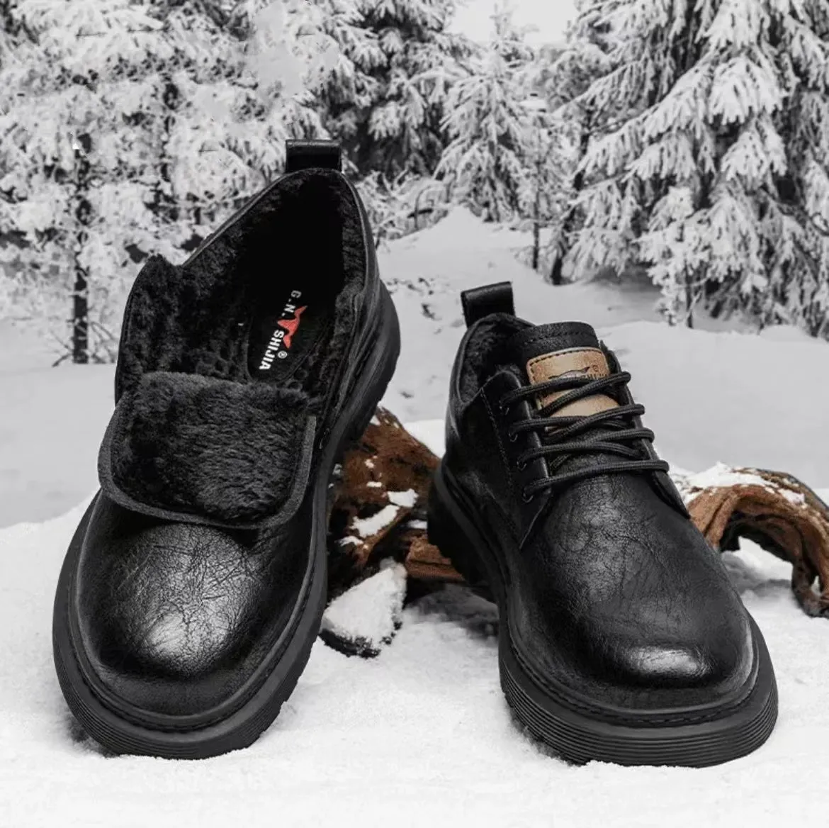 Fleece-lined With Hidden Heels Business Men's Low-top Martin Boots
