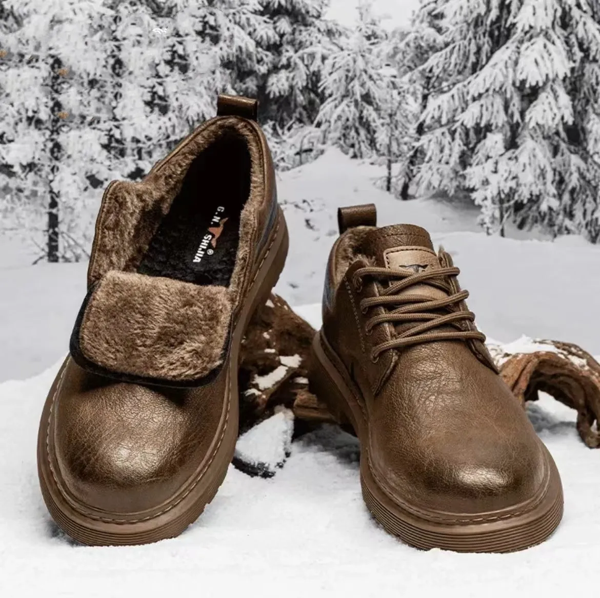 Fleece-lined With Hidden Heels Business Men's Low-top Martin Boots